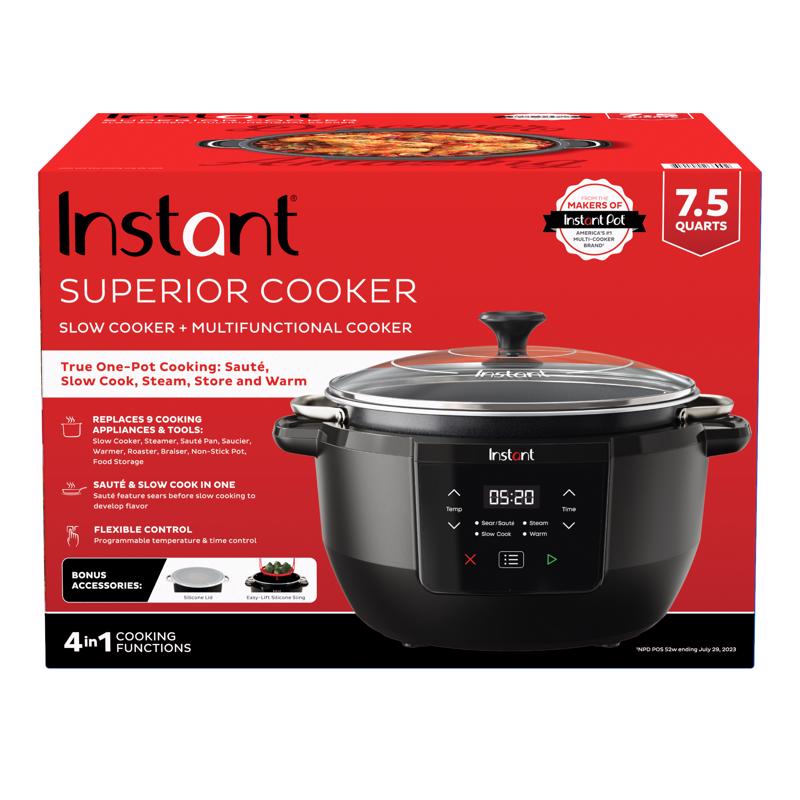 INSTANT BRANDS - Instant 7.5 qt Black/Silver Aluminum Programmable Slow Cooker