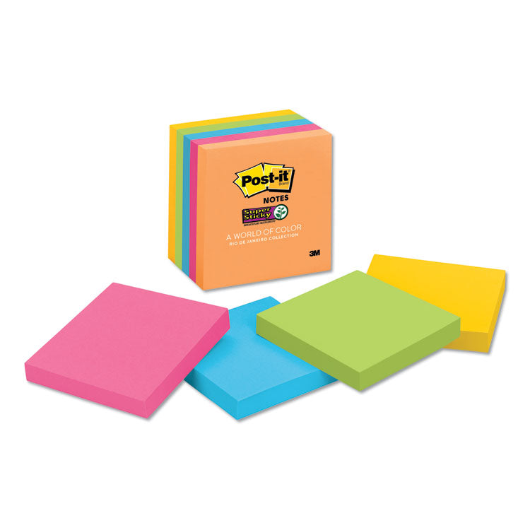 Post-it Notes Super Sticky - Pads in Energy Boost Collection Colors, 3" x 3", 90 Sheets/Pad, 5 Pads/Pack