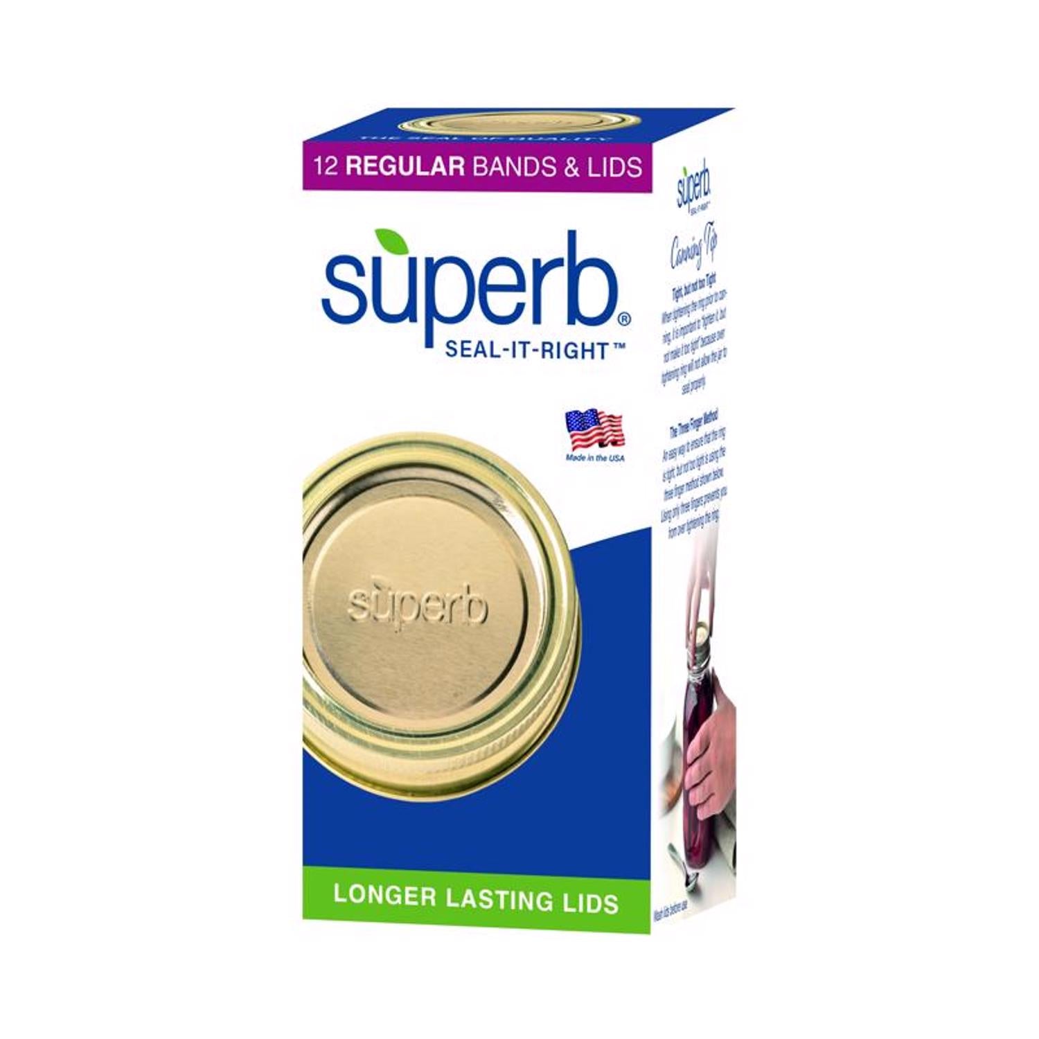 Superb Seal-It-Right Regular Mouth Canning Lids and Bands 12 pk - Case of 12