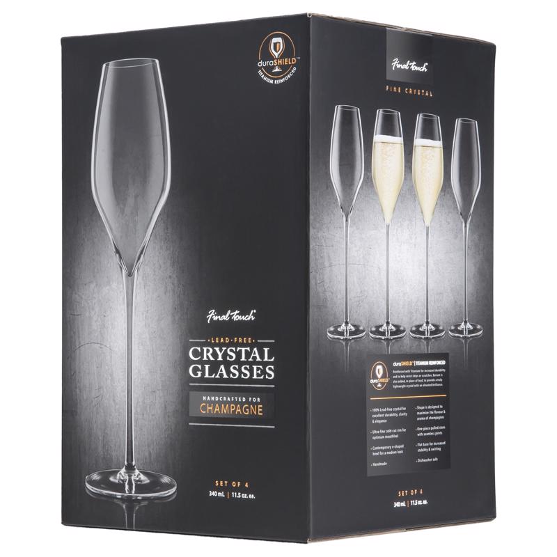 FINAL TOUCH - Final Touch 11.5 oz Clear Crystal Champagne Flutes