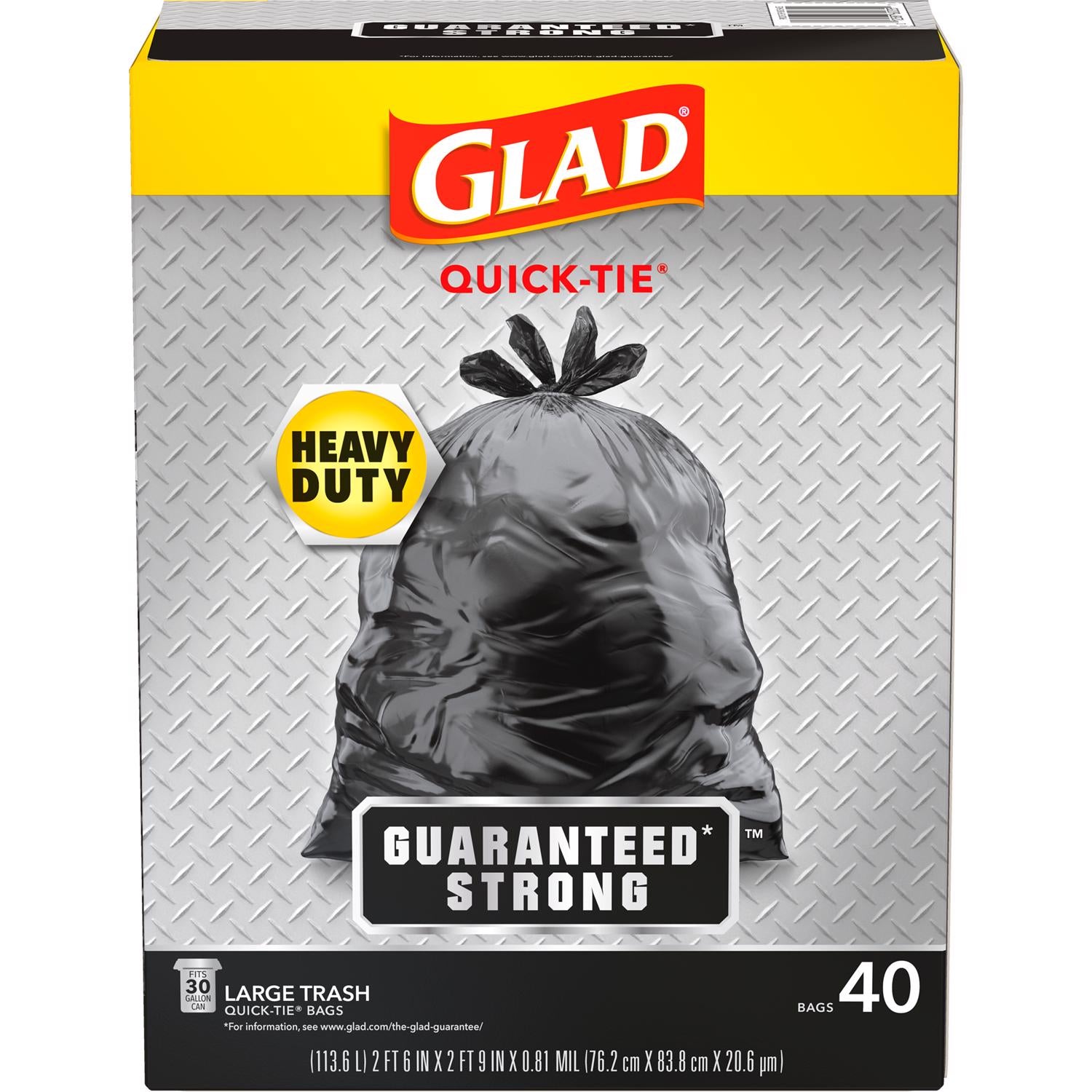Glad 30 gal Trash Bags Quick Tie 40 pk - Case of 4