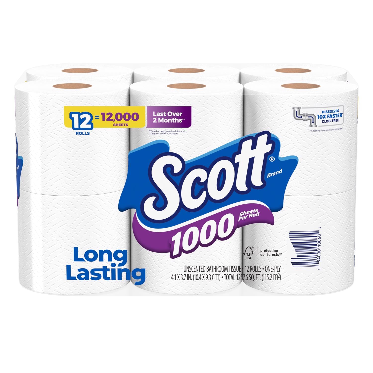 Scott Toilet Paper 12 Rolls 12000 sheet - Case of 4