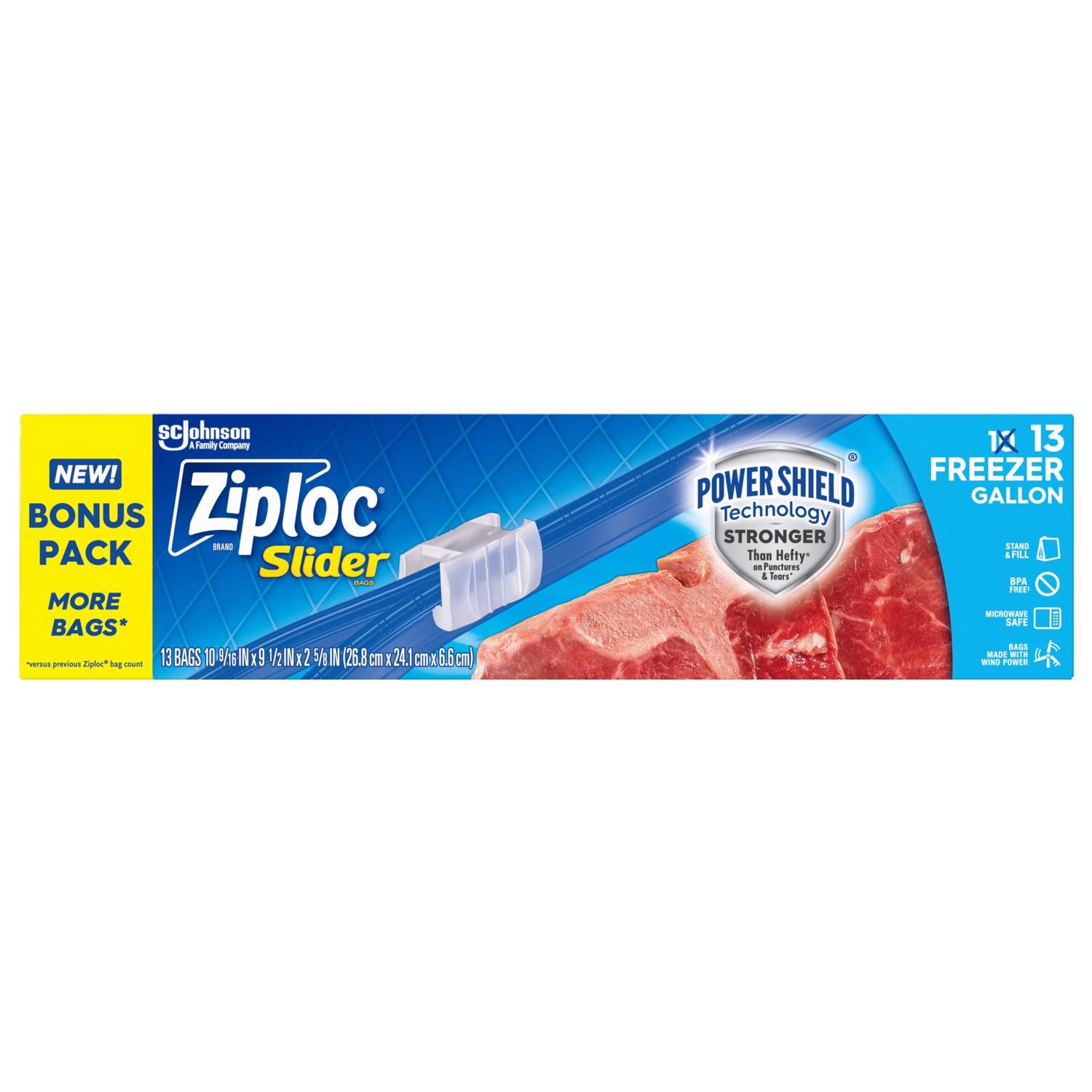 Ziploc Grip 'n Seal Technology Clear Storage Slider Bag 13 pk - Case of 12