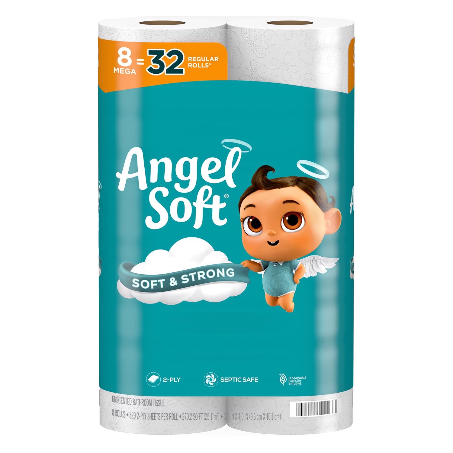 Angel Soft Toilet Paper 8 Rolls 320 sheet 4 in. - Case of 6