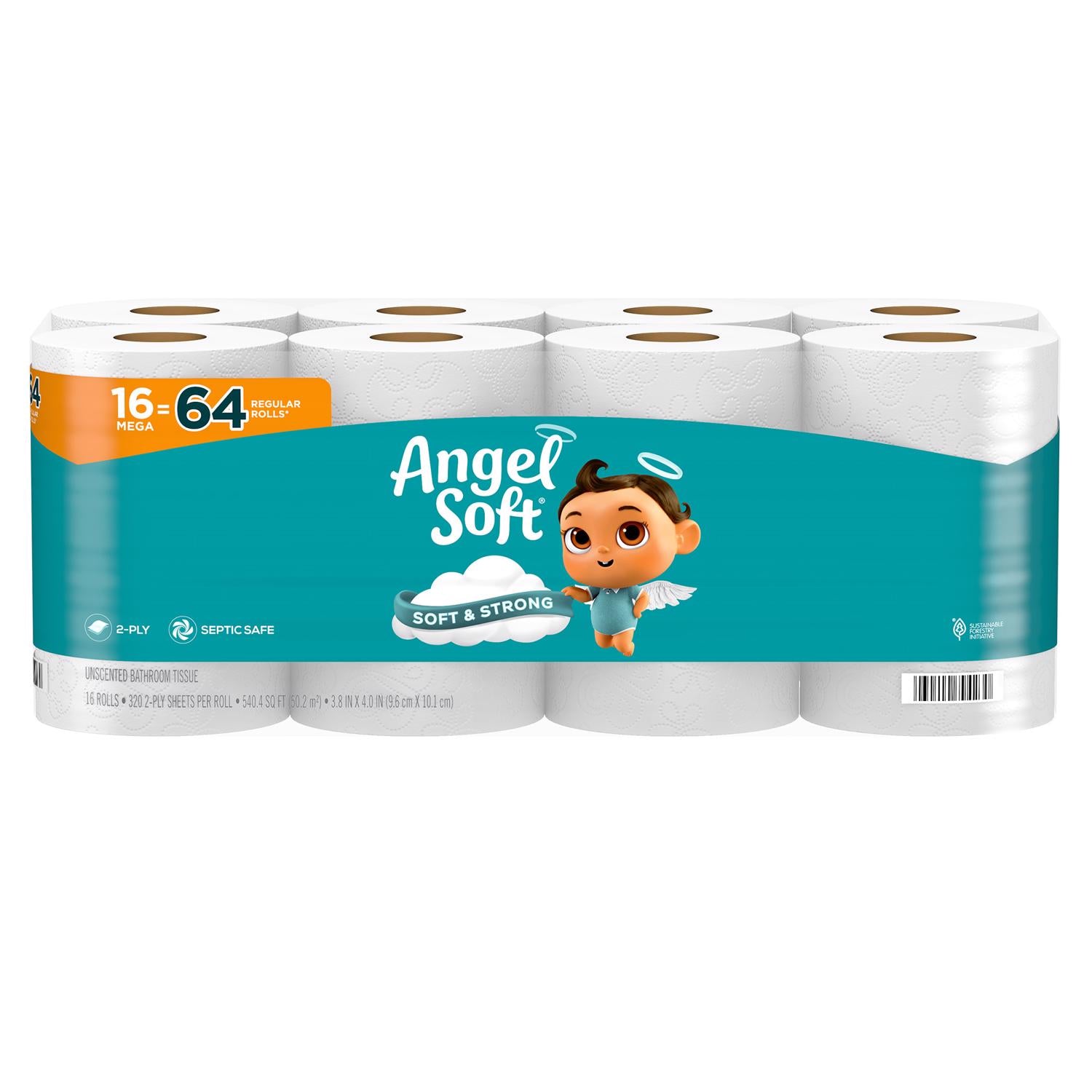 Angel Soft Toilet Paper 16 Rolls 320 sheet - Case of 2