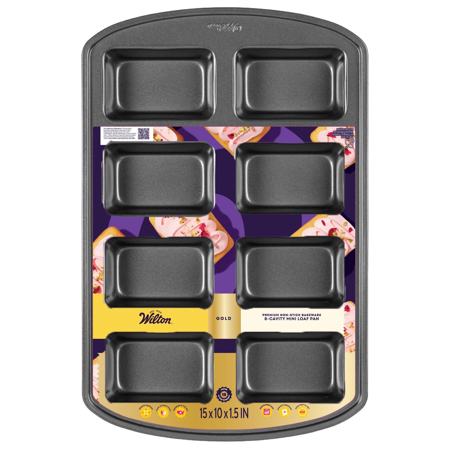 Wilton Gold 10 in. W X 15 in. L Mini Loaf Pan Black 1 pc