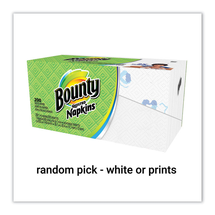 Bounty - Quilted Napkins, 1-Ply, 12 1/10 x 12, Assorted - Print or White, 200/Pack