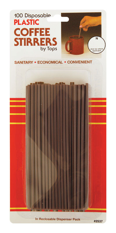 TOPS - Tops Brown Plastic Coffee Stirrers - Case of 12
