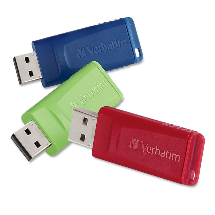 Verbatim - Store 'n' Go USB Flash Drive, 8 GB, Assorted Colors, 3/Pack