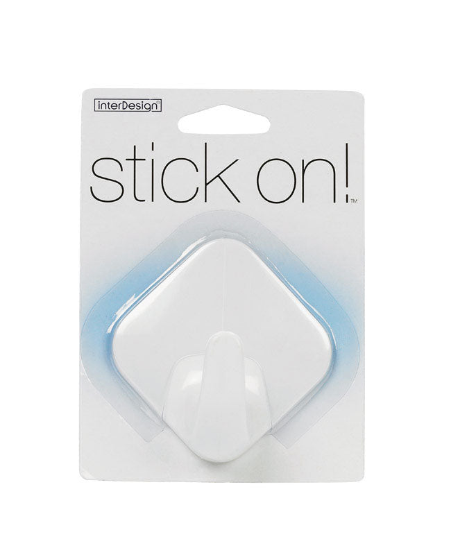 IDESIGN - iDesign 1-9/16 in. L White Plastic Small stick on! Diamond Hook 1 pk
