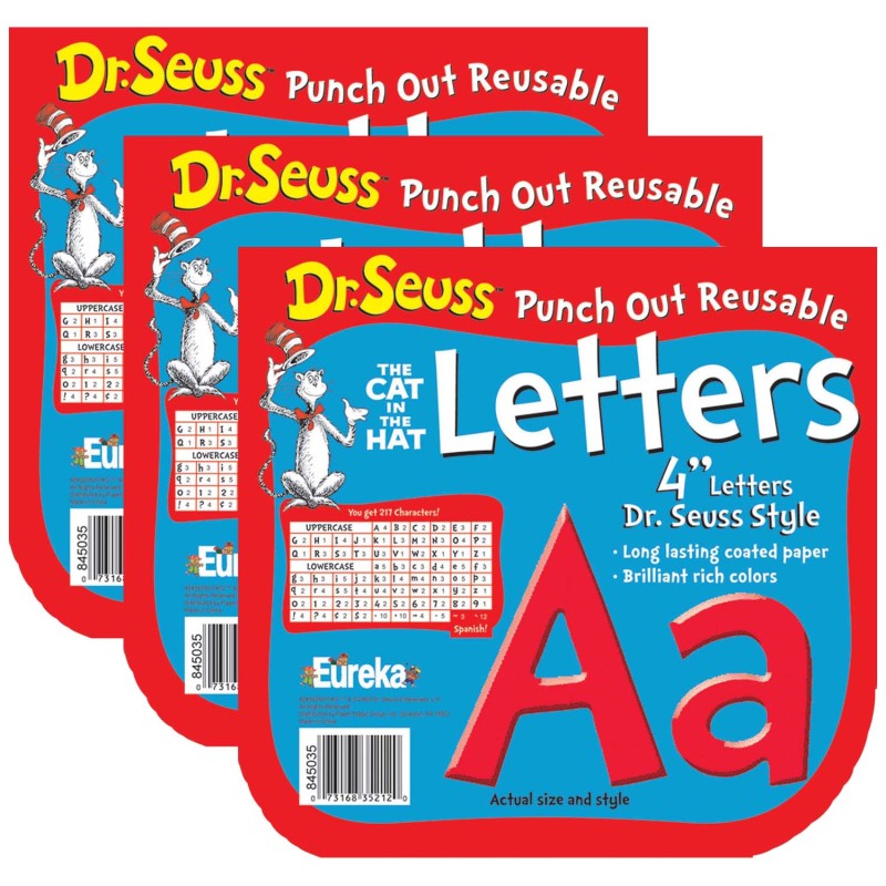 EUREKA - Dr. Seuss™ Red Deco 4" Letters, 217 Per Pack, 3 Packs