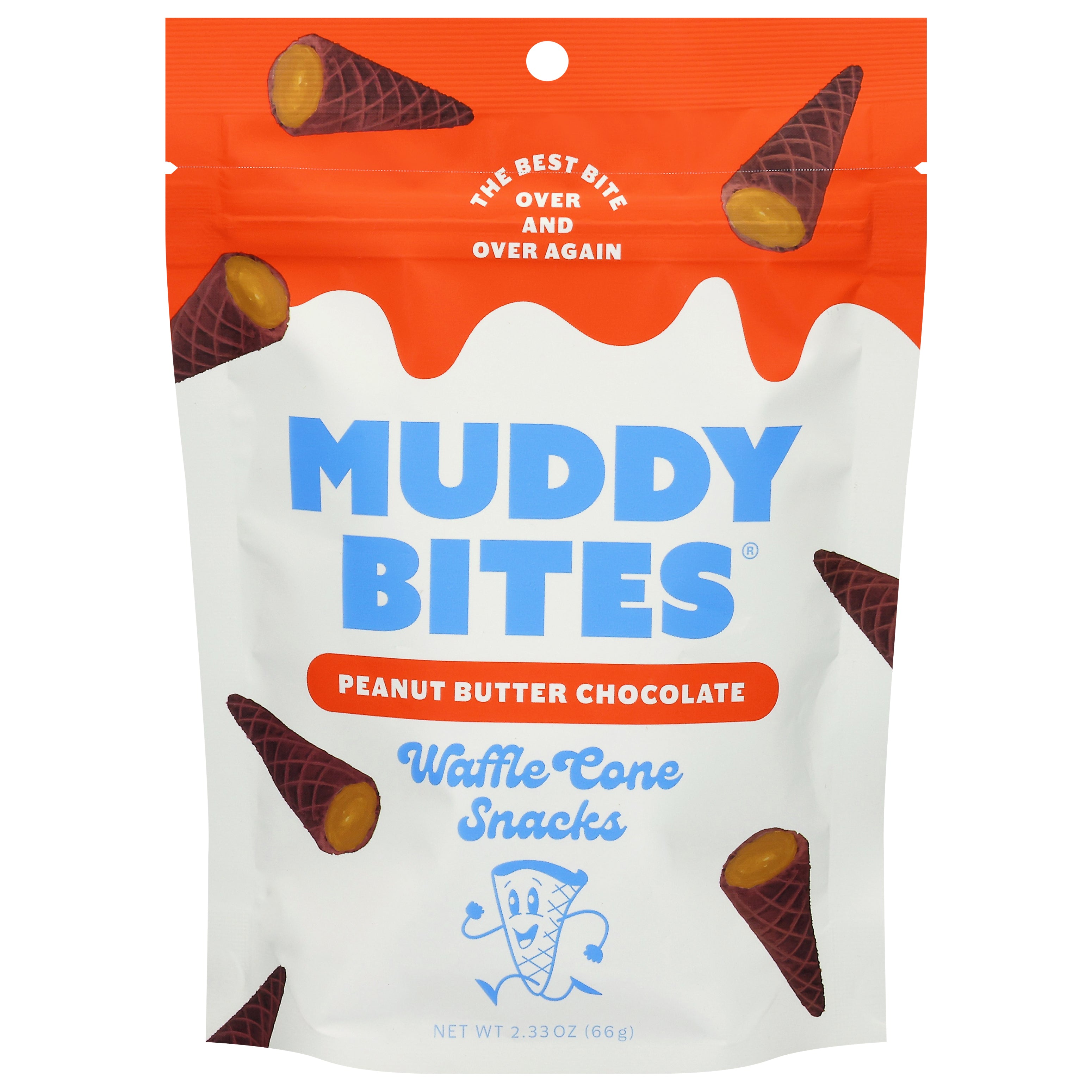 Muddy Bites Peanut Butter Chocolate Waffle Cone Snacks 2.33 oz - Case of 12