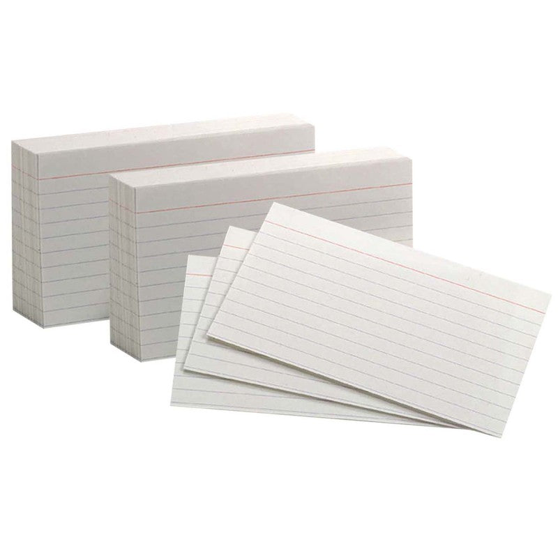 OXFORD - White Commercial Index Cards, 3" x 5", Ruled, 1000 Per Pack, 2 Packs