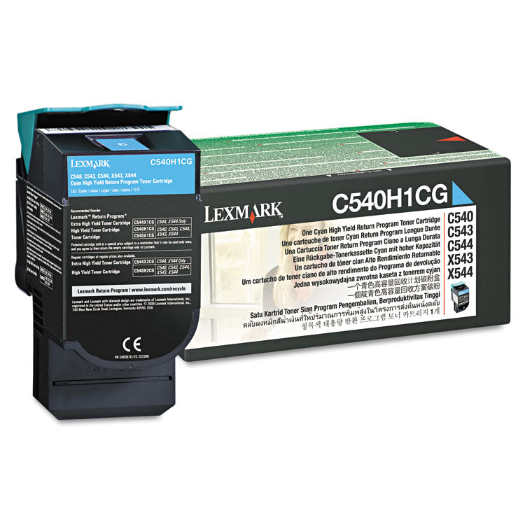 Lexmark - C540H1CG Return Program High-Yield Toner, 2,000 Page-Yield, Cyan