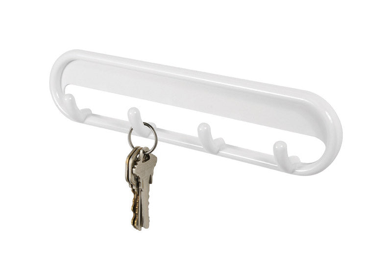 IDESIGN - iDesign 8 in. L White Plastic Medium Multi-Purpose 4-Hook Rack 1 pk