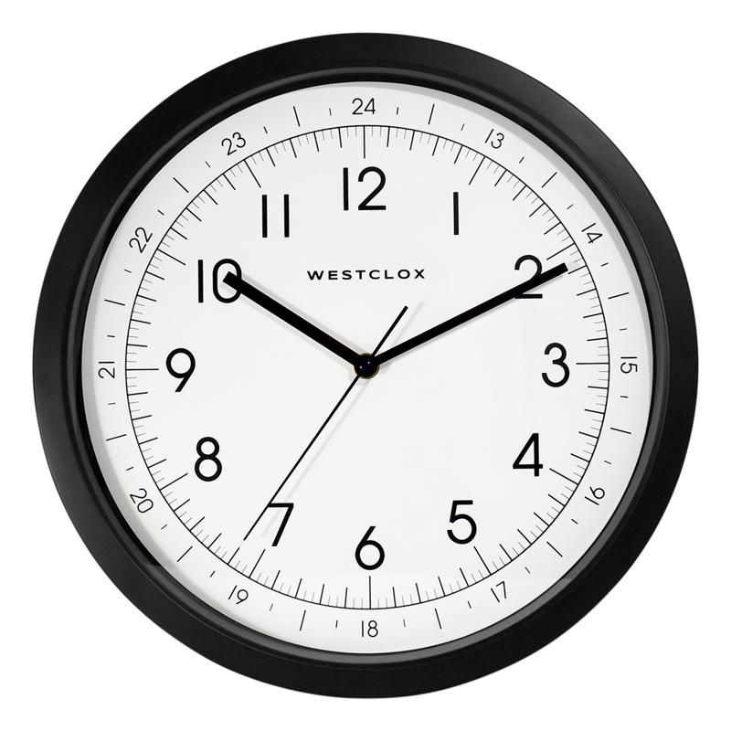 WESTCLOX - Westclox 13.75 in. L X 13.75 in. W Indoor Analog Wall Clock Plastic Black/White