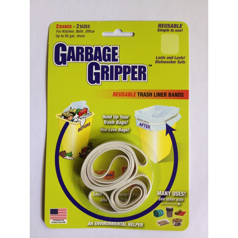 GARBAGE GRIPPER - Garbage Gripper Trash Liner Bands Flat Top 2 pk