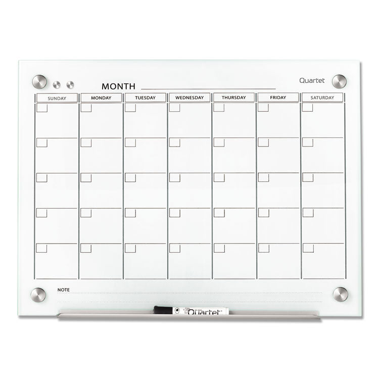 Quartet - Infinity Magnetic Glass Calendar Board, One Month, 24 x 18, White Surface