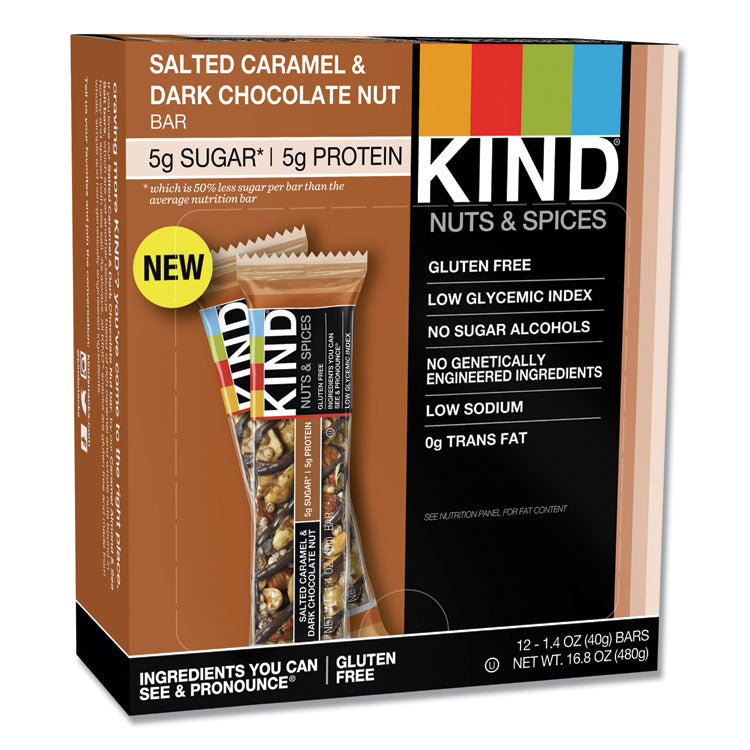 KIND - Nuts and Spices Bar, Salted Caramel and Dark Chocolate Nut, 1.4 oz, 12/Pack