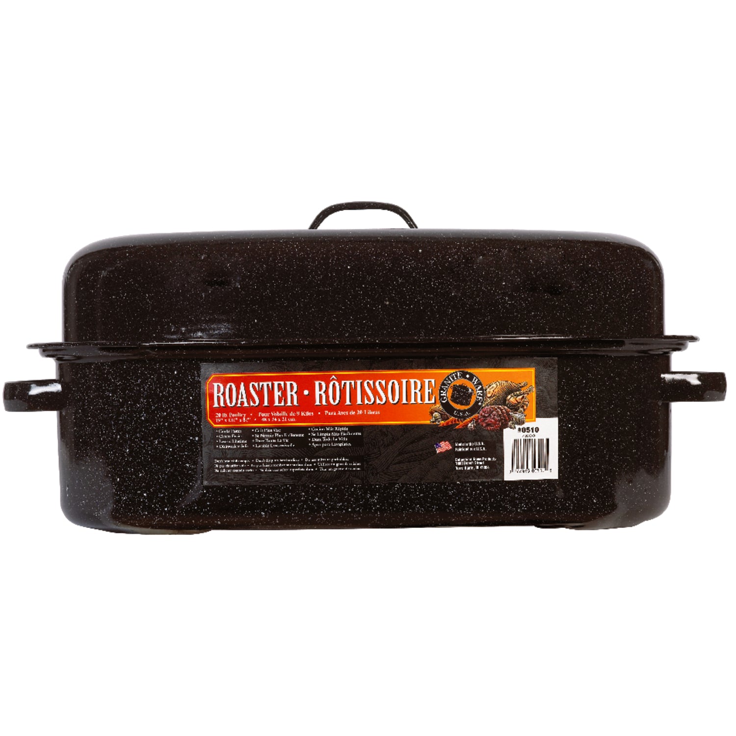 Granite Ware Porcelain Enamel Covered Roaster 20 lb Black - Case of 4