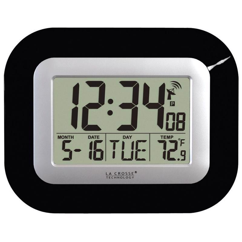 LA CROSSE TECHNOLOGY - La Crosse Technology 8.95 in. L X 1.2 in. W Indoor Contemporary Digital Atomic Wall Clock Plastic Bl