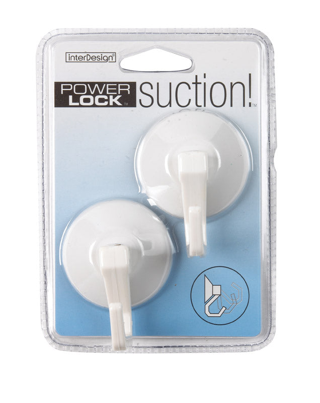 IDESIGN - iDesign 2 in. L White Plastic Small and Medium Power Lock Suction! Hook 2 lb. cap. 2 pk