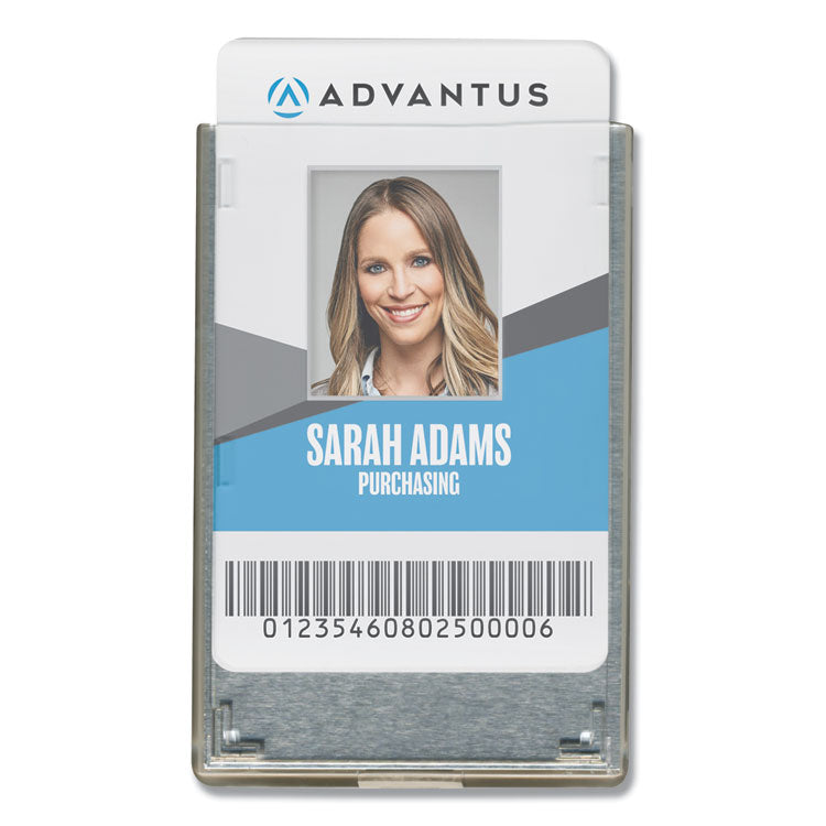 Advantus - Rigid Two-Badge RFID Blocking Smart Card Holder, Horizontal/Vertical, Clear 3.68" x 2.38" Holder, 3.38" x 2.13" Insert, 20/PK