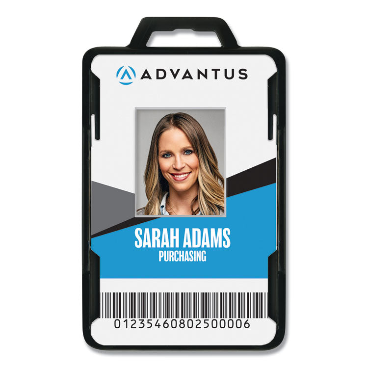 Advantus - Secure-Two Card RFID Blocking Badge, Horizontal/Vertical, Black 3.68" x 2.38" Holder, 3.38" x 2.13" Insert, 20/Pack