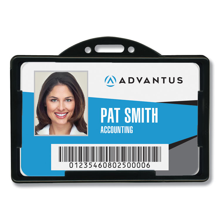 Advantus - ID Card Holders, Horizontal, Black 3.68" x 2.38" Holder, 3.38" x 2.13" Insert, 25/Pack