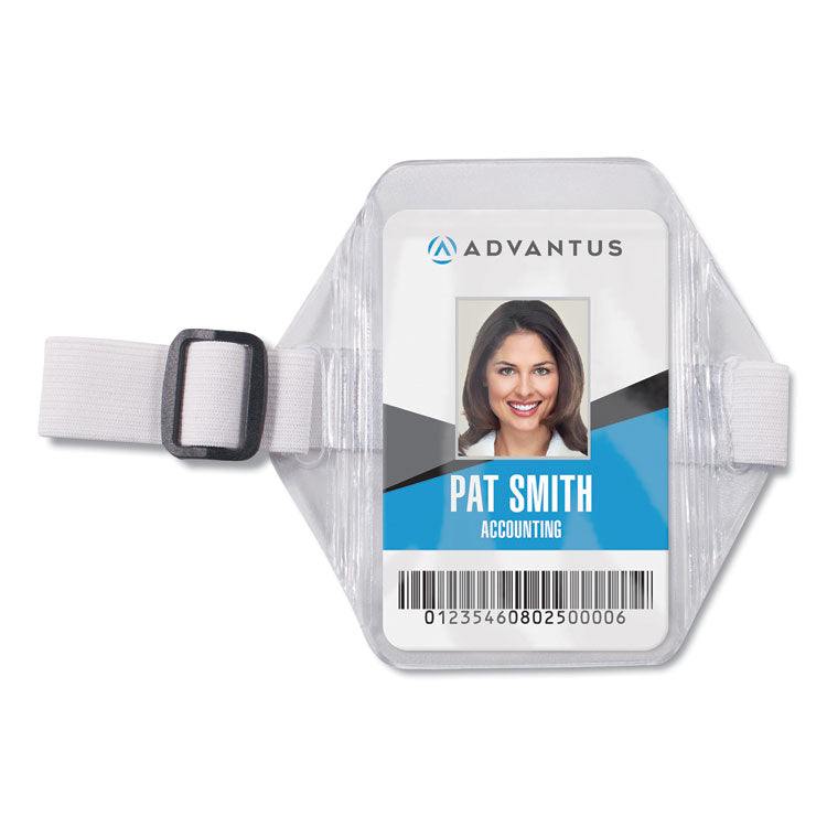 Advantus - Arm Badge Holders, Vertical, Textured Clear 5" x 5" Holder, 2.5" x 4" Insert, 12/Pack