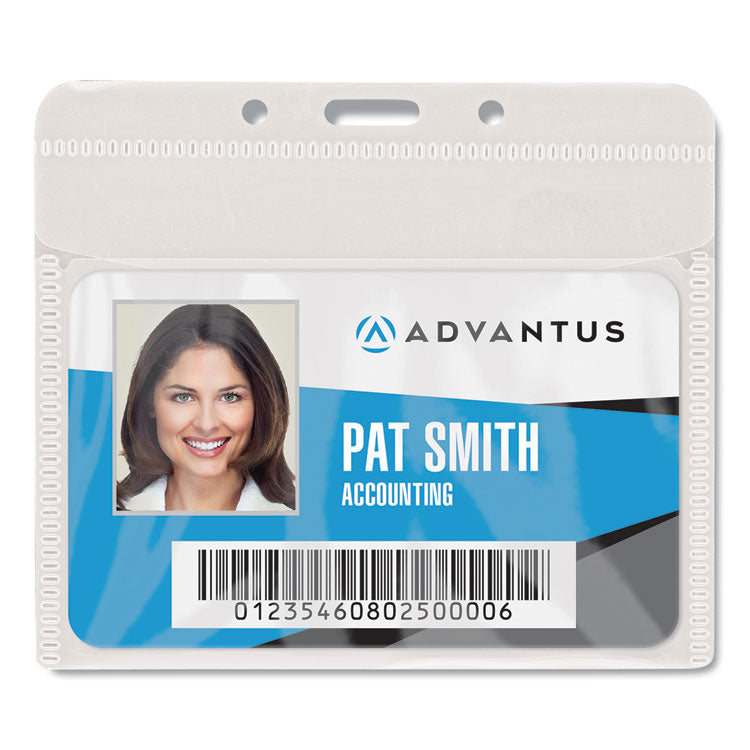 Advantus - PVC-Free Badge Holders, Horizontal, Clear 4.5" x 4" Holder, 4.13" x 3.13" Insert, 50/Pack