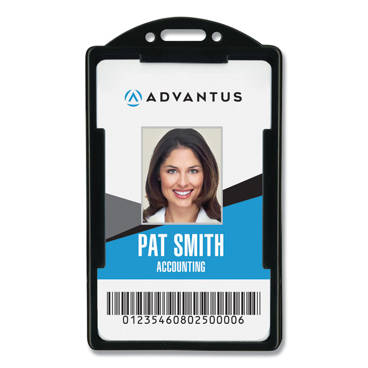 Advantus - ID Card Holders, Vertical, Black 2.38" x 3.68" Holder, 2.13" x 3.38" Insert, 25/Pack