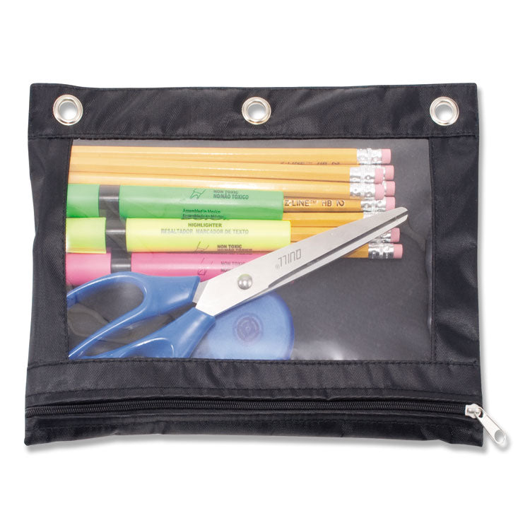 Advantus - Binder Pencil Pouch, 10 x 7.38, Black/Clear