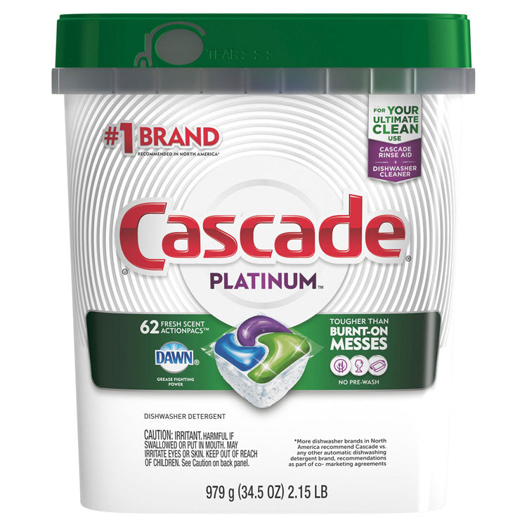 Cascade - ActionPacs, Fresh Scent, 34.5 oz, 62 Packs/Bag, 3 Bags/Carton