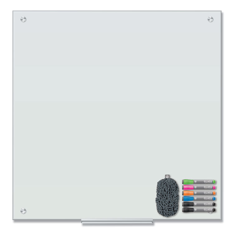 U Brands - Magnetic Glass Dry Erase Board Value Pack, 35 x 35, White