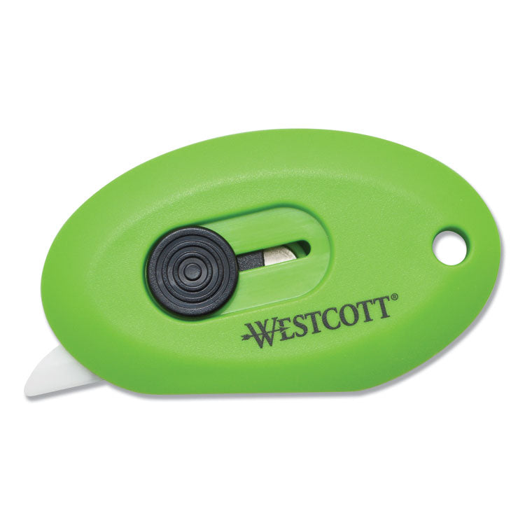 Westcott - Compact Safety Ceramic Blade Box Cutter, Retractable Blade, 0.5" Blade, 2.5" Plastic Handle, Green