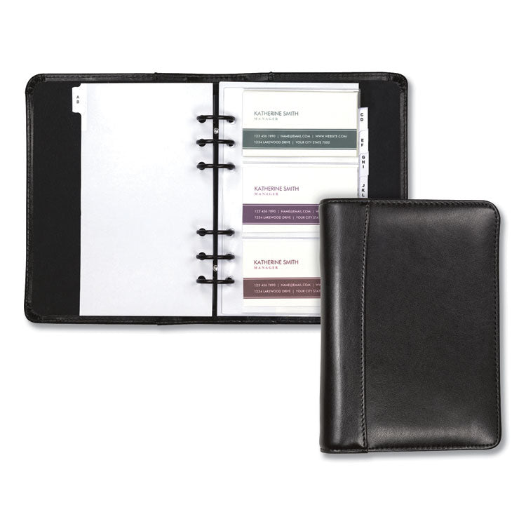 Samsill - Regal Leather Business Card Binder, Holds 120 2 x 3.5 Cards, 5.75 x 7.75, Black