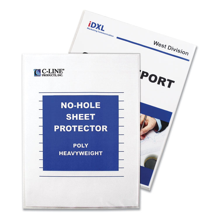 C-Line - Top-Load No-Hole Sheet Protectors, Heavyweight, Clear, 2" Capacity, 25/Box