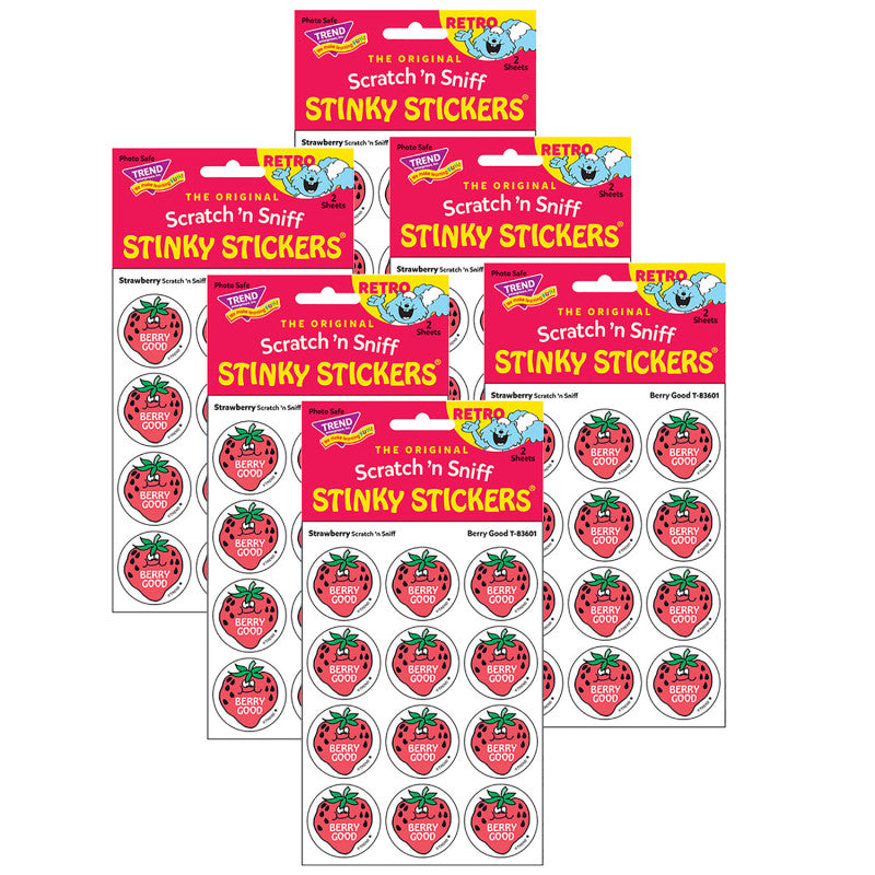 TREND - Berry Good/Strawberry Scented Stickers, 24 Per Pack, 6 Packs