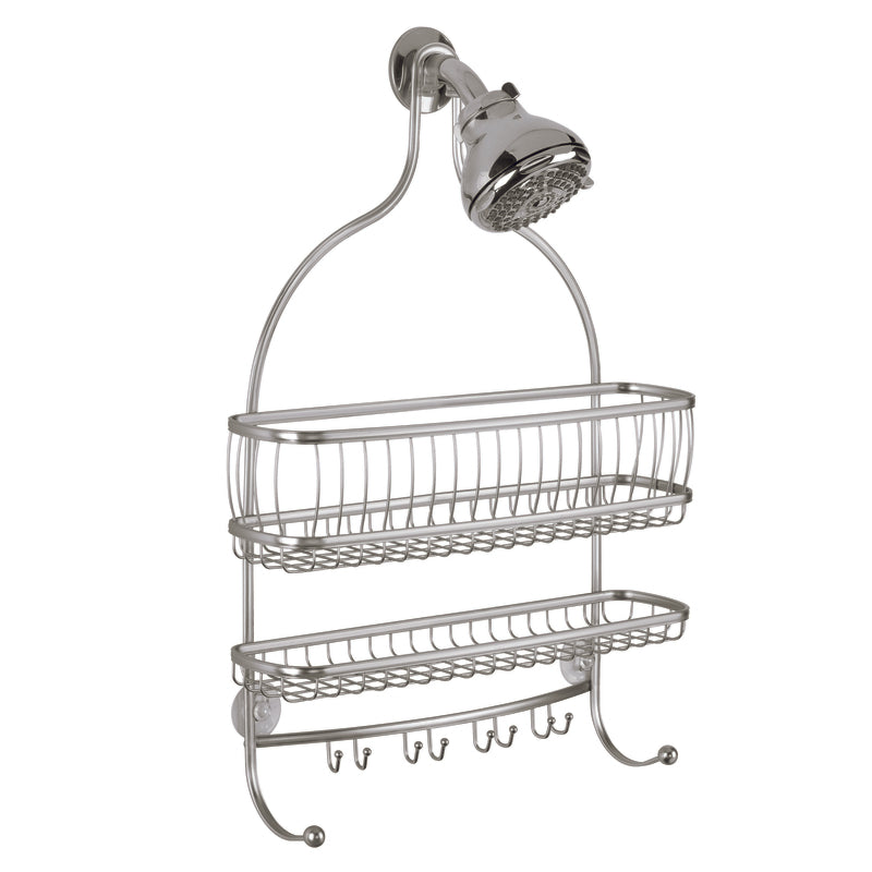 IDESIGN - iDesign York Lyra Jumbo 4 in. H X 15 in. W X 21 in. L Satin Nickel Silver Shower Caddy