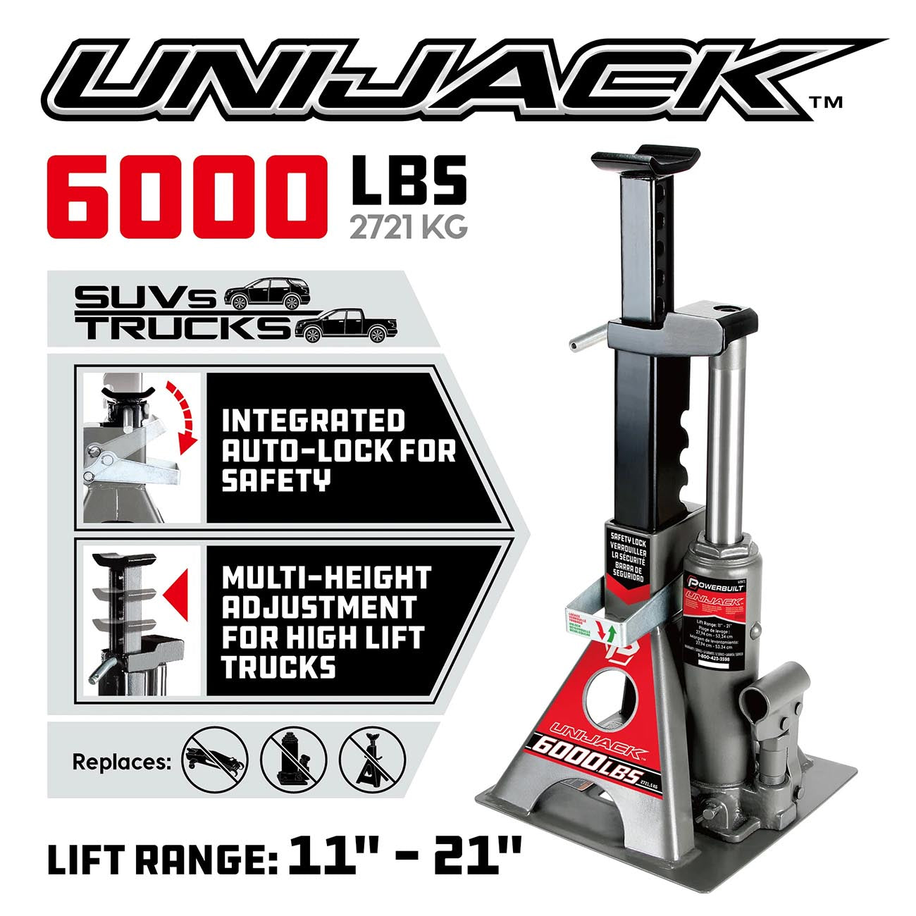 PowerBuilt 3 Ton (6000 Lb.) Unijack Bottle Jack & Jackstand in One