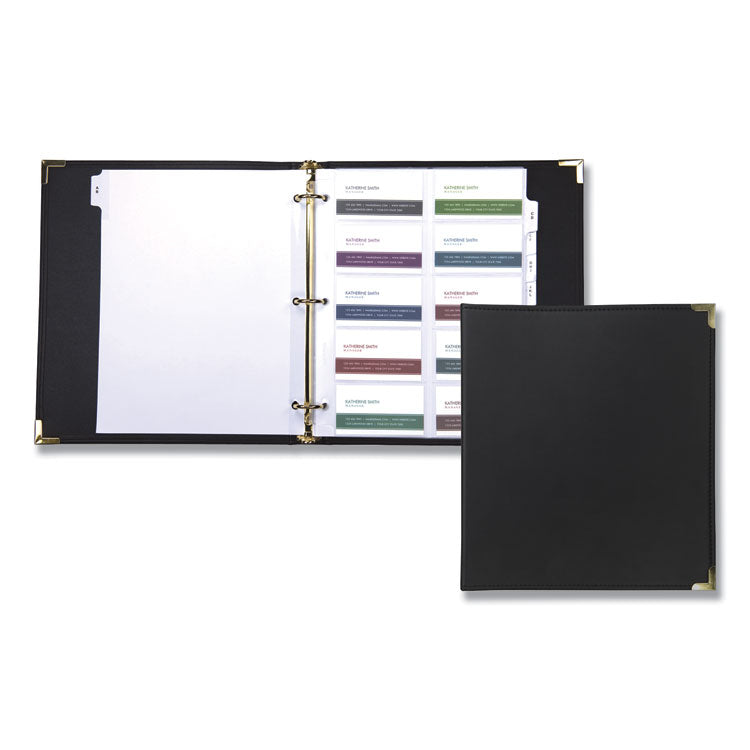 Samsill - Classic Vinyl Business Card Binder, Holds 200 2 x 2.5 Cards, 10.25 x 11.13, Ebony