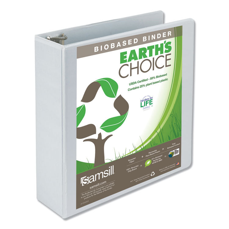 Samsill - Earth's Choice Plant-Based Round Ring View Binder, 3 Rings, 3" Capacity, 11 x 8.5, White