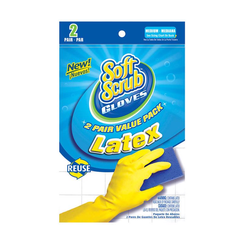 SOFT SCRUB - Soft Scrub Latex Cleaning Gloves M Yellow 2 pair - Case of 6