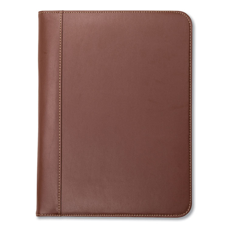 Samsill - Contrast Stitch Leather Padfolio, 8 1/2 x 11, Leather, Tan