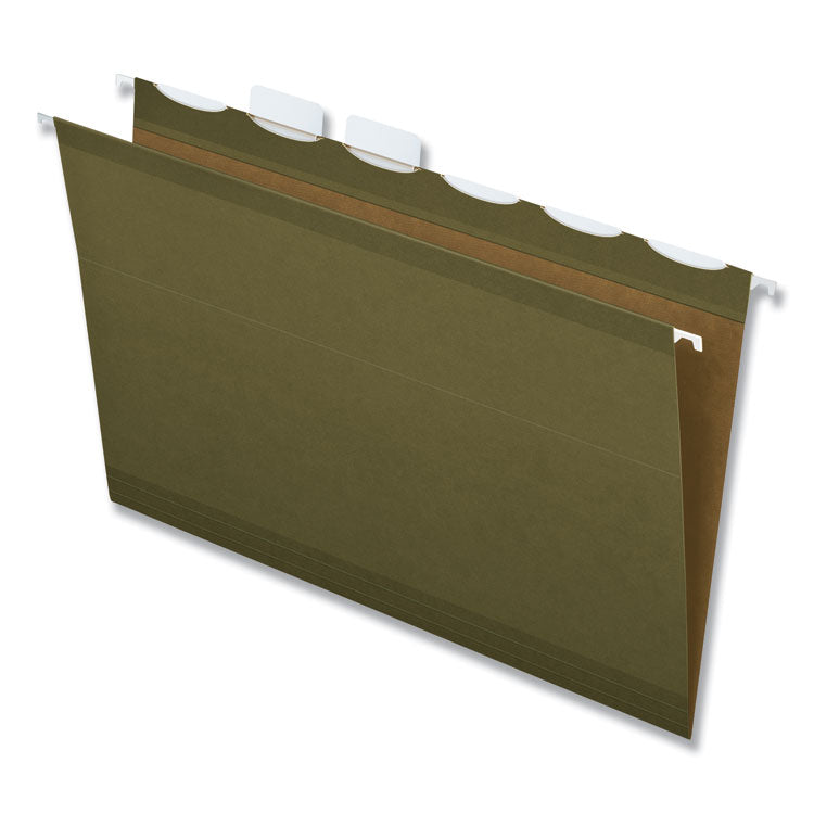 Pendaflex - Ready-Tab Reinforced Hanging File Folders, Legal Size, 1/6-Cut Tabs, Standard Green, 25/Box