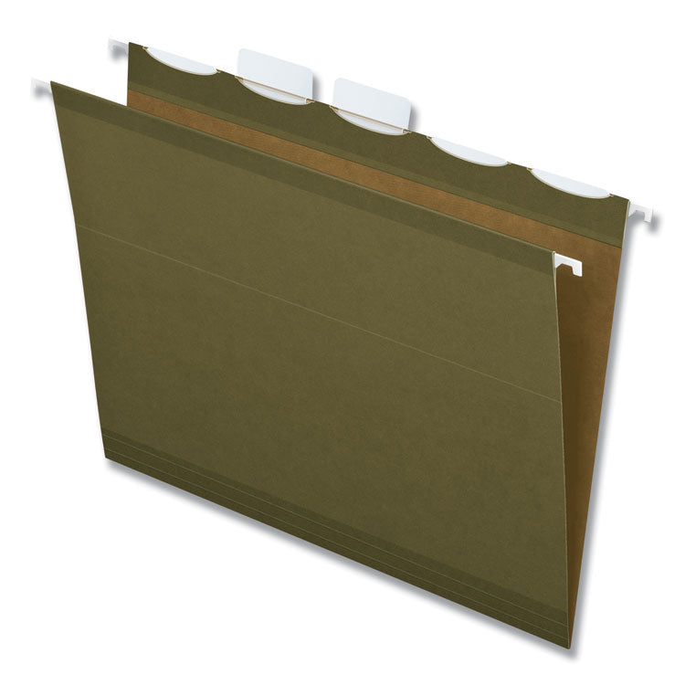 Pendaflex - Ready-Tab Reinforced Hanging File Folders, Letter Size, 1/5-Cut Tabs, Standard Green, 25/Box