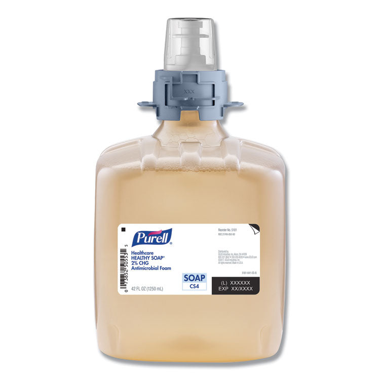 PURELL - Healthy Soap 2.0% CHG Antimicrobial Foam for CS4 Dispensers, Fragrance-Free, 1,250 mL, 3/Carton