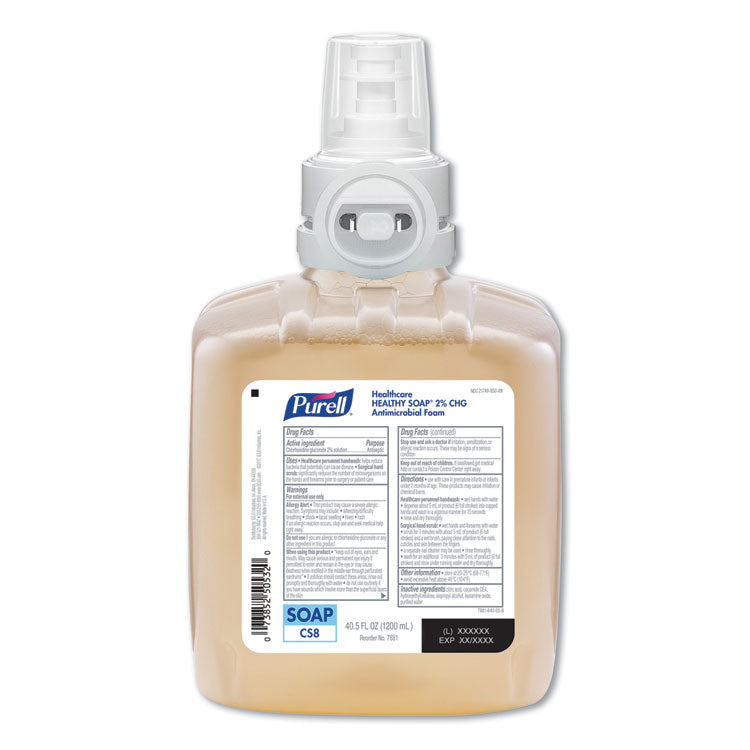 PURELL - Healthy Soap 2.0% CHG Antimicrobial Foam for CS8 Dispensers, Fragrance-Free, 1,200 mL, 2/Carton