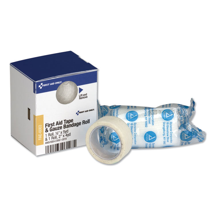 First Aid Only - SmartCompliance First Aid Tape/Gauze Roll Combo, 0.5" x 5 yd Tape, 2" x 4 yd Gauze